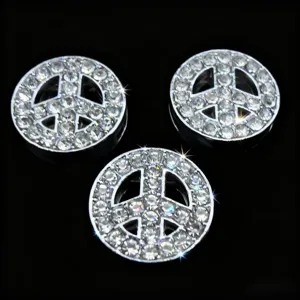 Strass Vredesteken Bedel Legering DIY Sieraden Maken Hanger Sprankelend Kristal Vredessymbool Accessoire Voor Handwerk