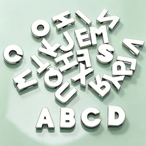 8mm Silver Metal Alphabet Letter Charms DIY Pendant Bracelet Jewelry Making Accessories