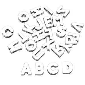 8mm smooth metal letter charms DIY alphabet pendants for bracelets keychains bags main view
