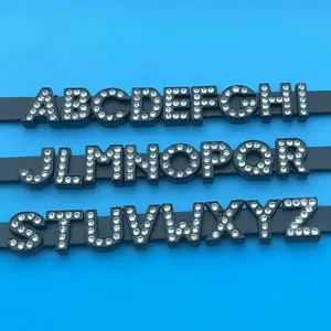 Black rhinestone letter charms DIY alphabet accessories for bracelet necklace collar decor