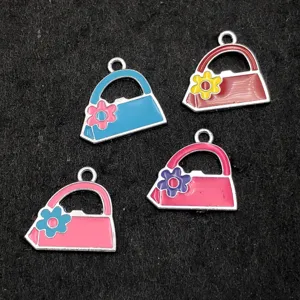 Geëmailleerde handtas bedels DIY sieraden accessoires schattige mini portemonnee metaal knutselen.