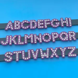 Purple rhinestone English letter charms DIY accessories detailed view display items