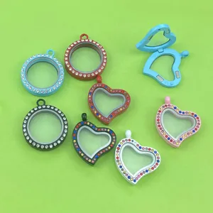 Bunte Strass Glas Medaillon Erinnerung schwimmende Charms Anhänger Schmuckherstellung