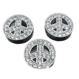 Strass vrede symbool bedels kralen zilver metaal kristal DIY sieraden maken 3stuks