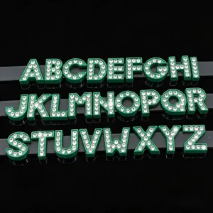 Green Rhinestone English Alphabet Letter Charms DIY Jewelry Making Accessories Set A to Z.