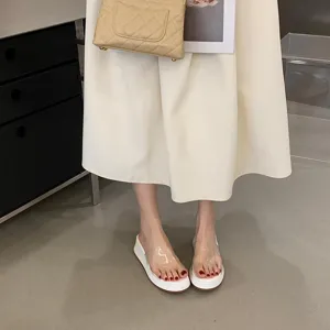 Women wedge platform clear strap sandals summer fashion casual high heels slide shoes