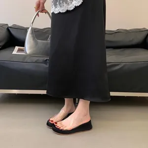 Women's clear strap wedge platform sandals, stylish summer open toe outdoor slip on slippers.