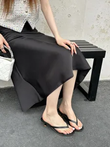 Summer new minimalist thong high heel sandals women outer wear casual elegant stylish shoes