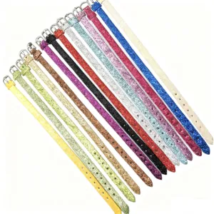 8mm Glitzer Armband PU Leder Uhrenarmband bunte schmale Ersatzarmbänder für Damen