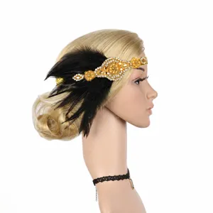 1920s vintage piuma fascia flapper accessorio per capelli per festa matrimonio costume evento.
