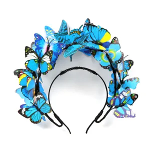 3D Butterfly Headband Party Hair Accessories For Women Creative Simulation Colorful Butterfly Hair Band Wedding Photoshoot Headpiece