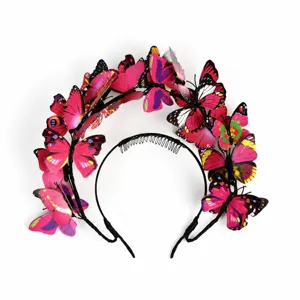 Stunning 3D butterfly headband in vibrant pink hues, perfect for parties, weddings and photo shoots.