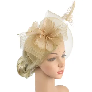 Vintage European Mesh Feather Fascinator Hat Headband Hair Clip Veil Cocktail Banquet Tea Party Wedding Accessories For Women