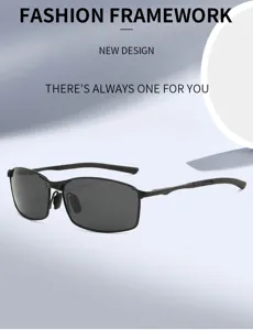 Men metal frame polarized sunglasses for driving outdoor sports stylish square sun glasses