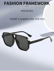 Retro square double bridge pilot sunglasses with dark lenses for classic outdoor sun protection.