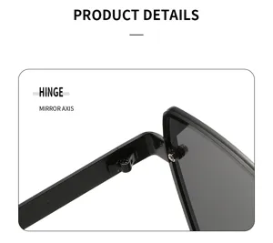 Gros plan sur la charnière des lunettes de soleil, structure noire et axe de miroir.