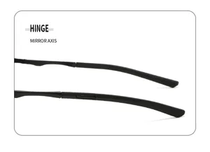 Men's polarized sunglasses hinge detail, showing mechanical structure and temple design.