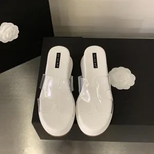 Stylish women's wedge platform clear strap slide sandals casual summer outdoor shoes white