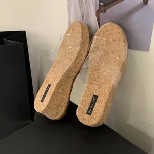 Women wedge platform transparent strap sandals summer casual fashion outdoor slip on shoes