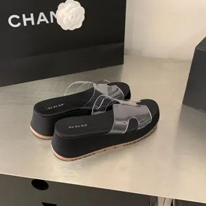Women wedge platform clear H-strap sandals summer casual slip-on beach slippers shoes