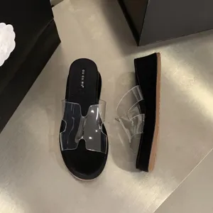 Women wedge platform clear strap sandals summer fashion casual high heels chic slip-on shoes