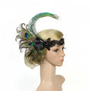 Handmade vintage peacock feather headband flapper headpiece for women party and wedding.