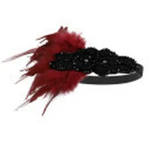 1920s vintage feather headband black beaded flapper hair accessories for women party prom