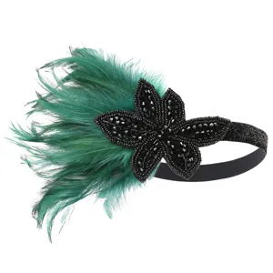 Vintage Gatsby Feder Strass Stirnband Kristall Floral Stirn Haarband Für Damen Abschlussball Party Hochzeit Schmuck Zubehör