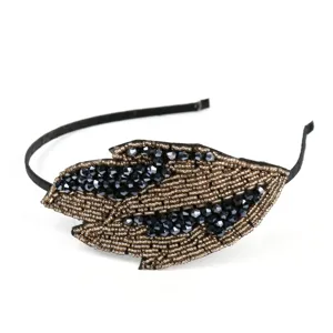 Vintage 1920s Leaf Headband Alloy Rhinestone Beaded Flapper Hair Band Gatsby Headpiece Wedding Party Performance Hair Accessories For Women