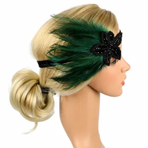 1920er Jahre Flapper Haarreif Feder Kopfschmuck Strass Haarband Vintage Party Braut Accessoire