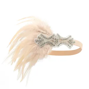 Bandeau Flapper des Années 1920 pour Femmes Vintage Plume Strass Accessoires de Cheveux pour Gatsby Party Mariage Scène