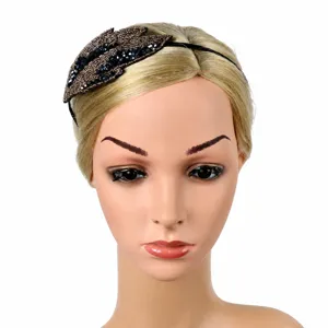 Retro 1920s style beaded leaf headband for women, elegant vintage hair band for party and stage.