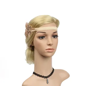 Vintage 1920s rhinestone feather headband flapper hair accessories for party and ball