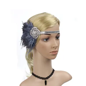 Bandeau à plumes style années 1920 vintage avec strass et alliage pour fête accessoires cheveux