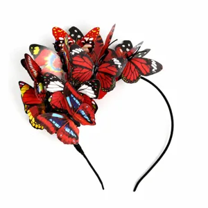 bandeau papillon 3d rouge et noir cerceau de cheveux floral pour femmes fete photo