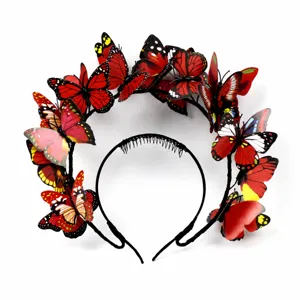 Colorful 3D butterfly headband hair accessory for party, prom, and photography shoots.