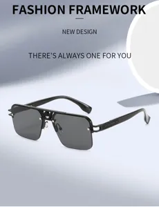 Occhiali da sole quadrati rétro da uomo con doppio ponte in metallo, eleganti protezione UV.