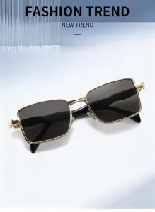 Lunettes de Soleil Carrées Rétro Métal Homme Femme Tendance Mode Protection UV400