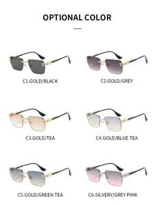 Stylish rimless metal sunglasses for men and women UV protection fashion eyewear 2026