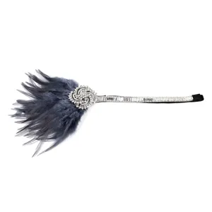 Bandeau de plumes vintage exquis style années 1920 avec strass étincelant pour fête.