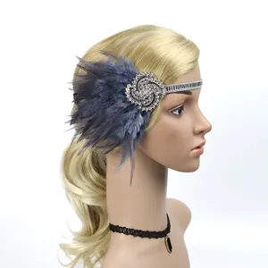 Bandeau plume annee 1920 Gatsby vintage strass accessoires cheveux pour soiree bal
