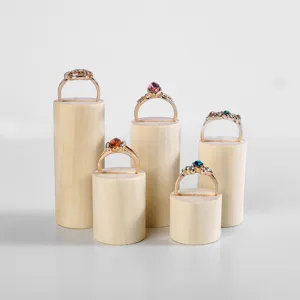 Support de Présentoir de Bagues en Bois de Hêtre Porte-Bagues Organisateur de Rangement de Bijoux Vitrine de Présentation de Bijoux de Table