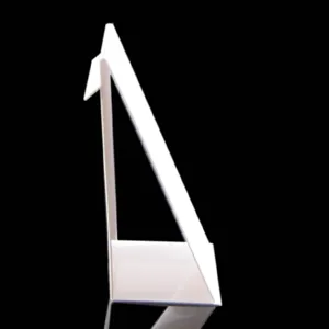 White acrylic jewelry display stand triangular showcase for necklaces and bracelets.