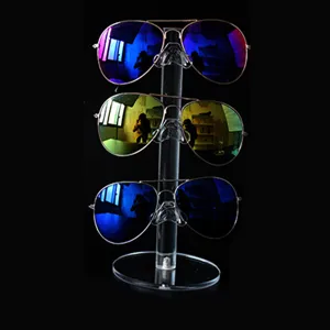 Présentoir à lunettes en acrylique à 3 niveaux support de lunettes de soleil transparent pour comptoir