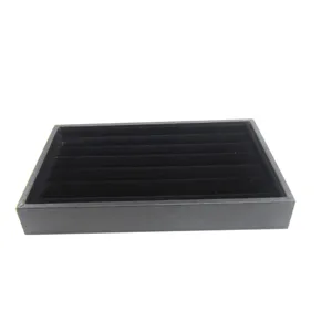 Black velvet ring display tray for jewelry, stud earrings organizer, holder for retail showcase.