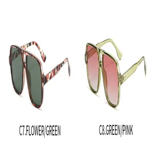 Vintage square double-bridge aviator sunglasses for outdoor fashion sun protection daily wear