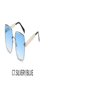 Lunettes de soleil tendance sans monture dégradé avec branches en métal pour femmes