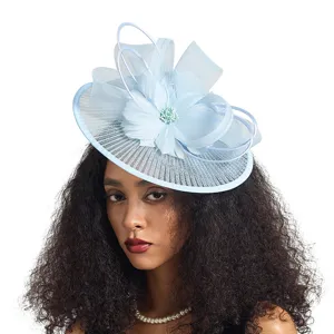 British Vintage Mesh Feather Fascinator Hat Flower Hair Clip Retro Bridal Headwear Derby Party Elegant Headband For Women Jewelry