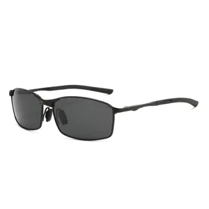 Fashion Polarized Photochromic Sunglasses For Men Metal Square Frame Driving Night Vision Glasses UV400 Anti-Glare Sun Glasses