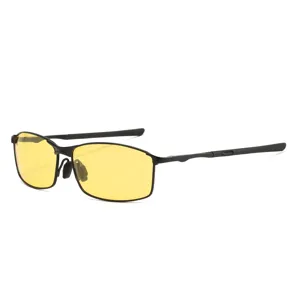 Men's metal square frame polarized sunglasses, night vision glasses for driving and outdoor use.